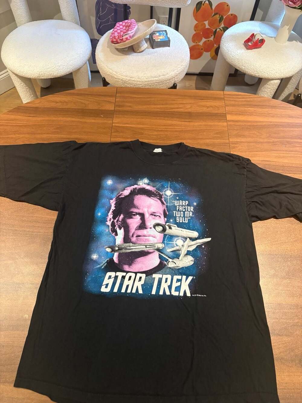Vintage 1995 Star Trek Warp Factor Mr Sulu Captain Kirk Black T-Shirt size XL